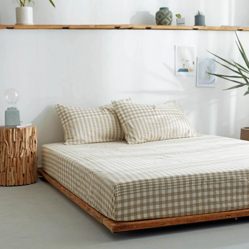 9WOR定制保尺寸水洗棉F757H696纯色纯床单件棉格子床单床罩床笠垫