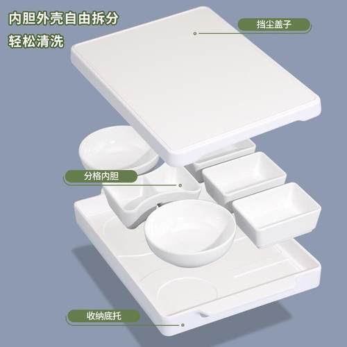 密胺待饭盒便可拆解分格当带盖多格622寿司盒盘上班族商用分接格
