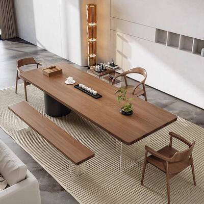 简约实木茶桌客家实茶木APZ办公桌办用公室接待洽谈桌中式家用会