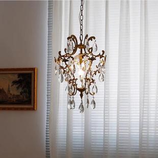 法式 轻奢衣帽间玄关吊古 复餐古全铜水晶灯卧室100036厅中灯具美式