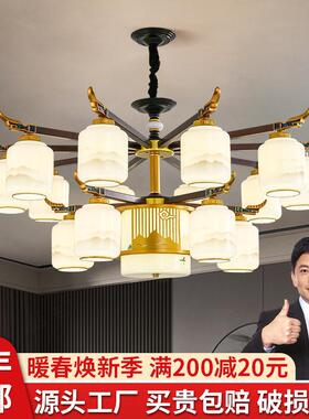 灯中式535吊灯厅灯大气餐厅客卧室具LED护眼自建房店酒包间饭店灯