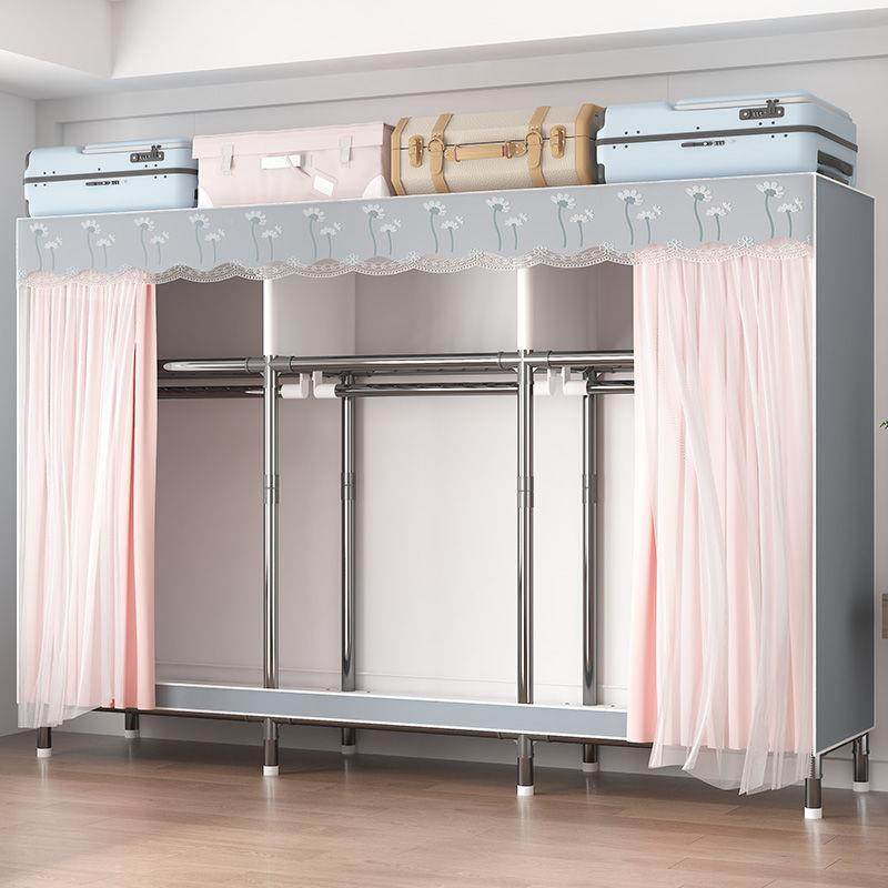 简易布衣家用卧室全架衣柜出租房大号加钢柜管粗见详情厚加钢固柜