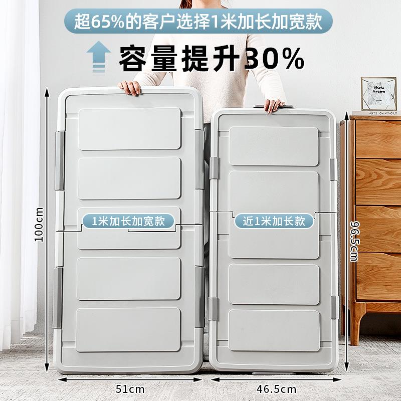 床20240609底收纳箱带滑轮理平整箱家用抽屉扁式服储物放床下衣收