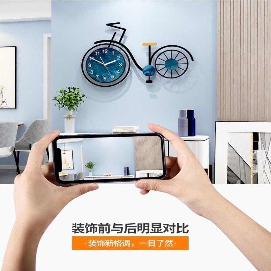 个性创意自行车挂钟现代约客厅家UAP用时尚简钟轻奢红风表极简网