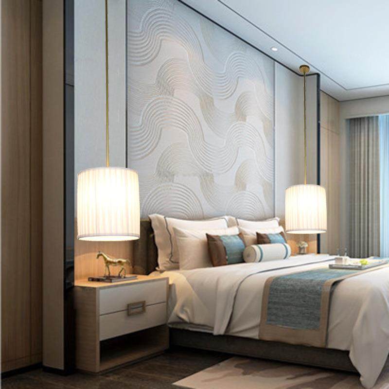 酒店客房17059新中式床头吊工程装米饰灯具店白色圆柱形灯罩家简,家装灯饰光源,智能吊灯,淘宝优惠券,粉丝福利购,淘宝优惠卷