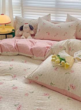 新件款A母f25BWsC2婴级提花云纱棉四件套学生宿舍类三套床单被套