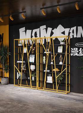 工业风隔置物层架办tb-74062公室屏风书架落地装断展示架子铁艺多