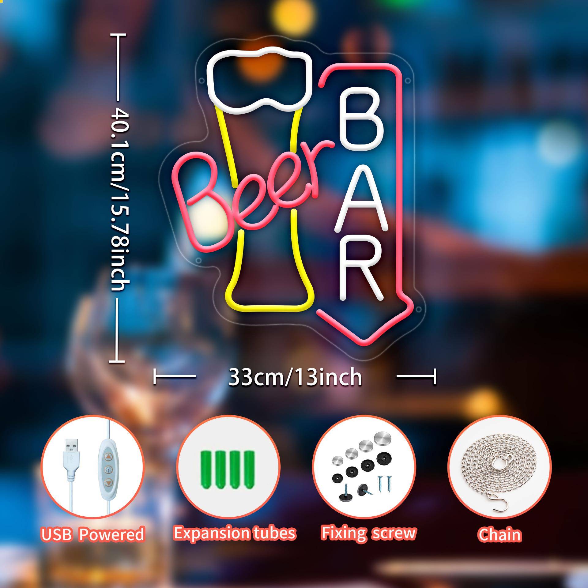 啤NEONSIGN霓虹灯广告发光营业灯牌酒HHX造牌型灯酒吧招牌灯