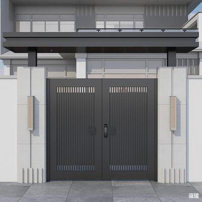 全门板不锈钢庭院门动折叠门78钢铝合金门楼双开门围墙电门头大其