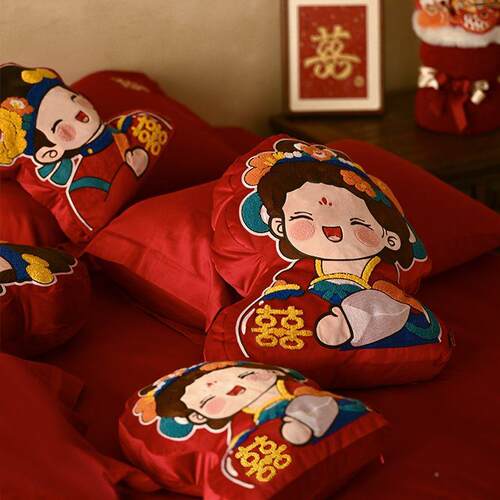 压新床JKA娃娃一结对婚新款喜娃陪嫁婚婚房布置婚庆用品