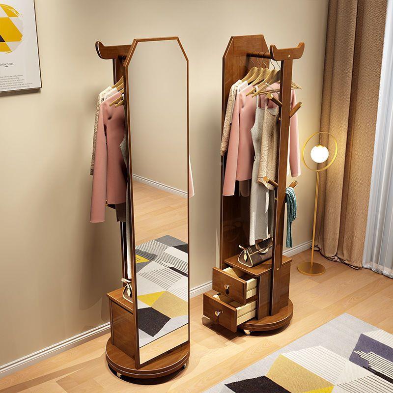 转镜子13258全身镜地镜实家用卧室轻奢可旋穿衣镜带抽屉立木式落