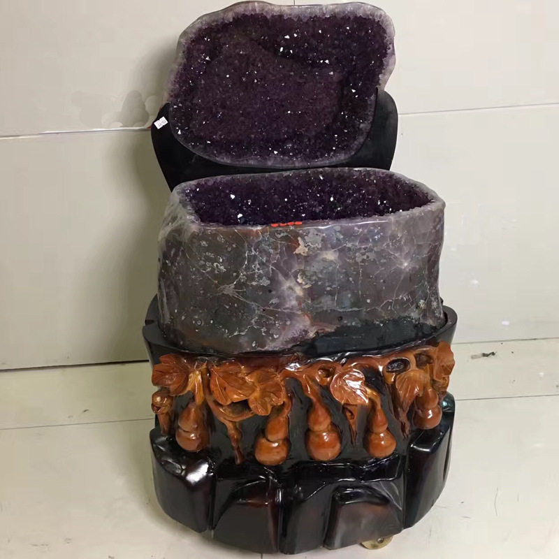 天然乌拉圭紫晶簇 紫晶洞 紫水晶洞原石聚宝盆 水晶洞摆件消磁