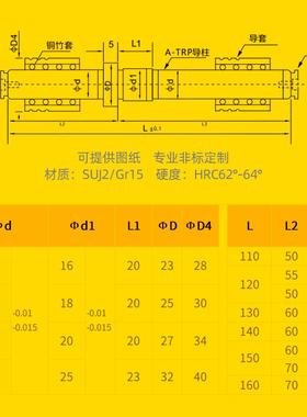 A-TRP端模导高刚性卸料板61182柱02子ZMK5十字精密滚珠导柱导套