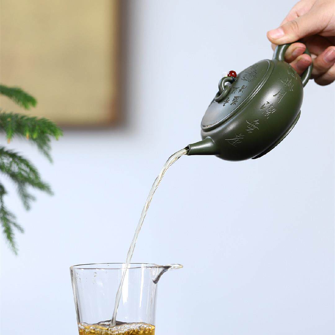 鼓制宜兴紫砂壶矿绿泥名家原手雅圆器精美紫砂HLS茶壶产地直销