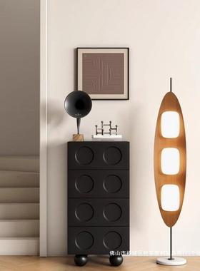 尾黑色复古八斗边柜卧室床收纳储物柜斗柜客厅玄关柜视BEP沙电发