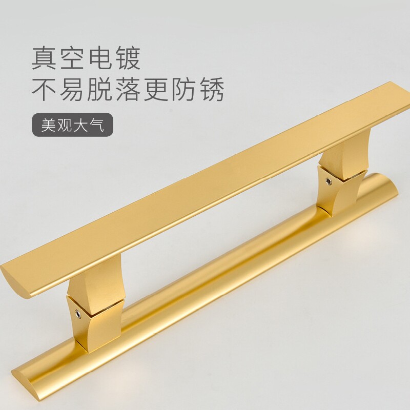 实心铝合金玻璃门拉手黑色明装