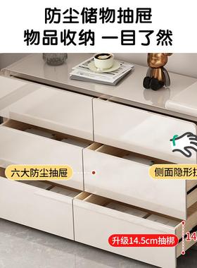 奶油风梳妆尾台台斗柜一体卧室简约现代书桌化收妆组合87082烤漆