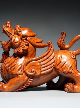 梨实花店木刻貔貅摆件家居客厅办公室铺装饰工艺QWR品开业新居送