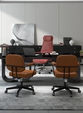 意WUZ式奢极简办岩公黑色板轻电脑书房书桌设计师老板桌感新桌品