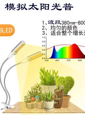 2019款新双头植物款生长灯E27灯泡夹子补光植灯l光ed全94551谱物
