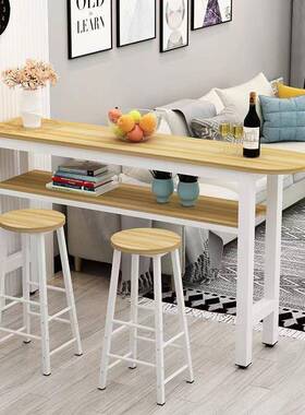简约现代家饭用木吧台靠桌墙餐厅店简易钢小高脚隔断厨房多功PIFd