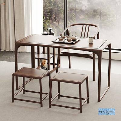 莱澳老木茶桌榆茶台家用阳台茶桌中椅组合泡茶桌小户闲型新96436