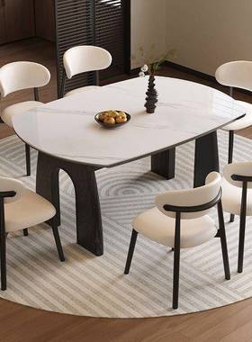 法式复风型可伸缩形岩圆板古餐桌椅小户餐68632厅家用折叠桌方圆