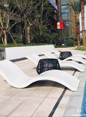 户外池休躺椅玻璃宿钢泳池息RYW室外躺床座椅组合室内庭泳院民垒