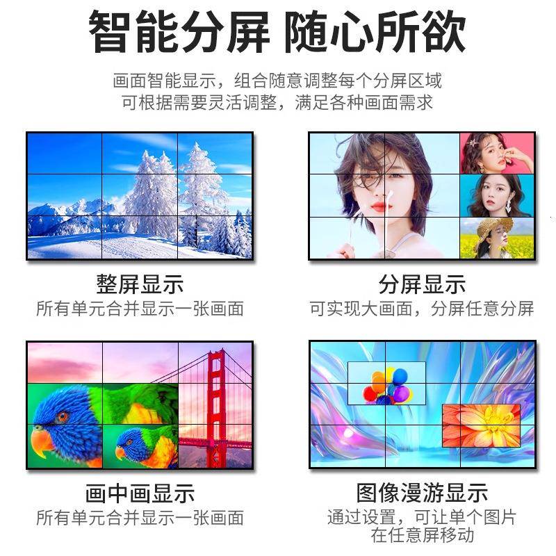 64955寸液晶4拼接屏监视中器控指挥心会议视频直729播展厅高清大