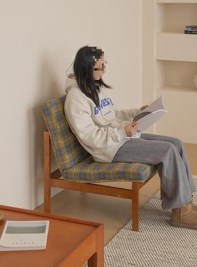 复古沙椅休单人椅子中闲39421古风格子布n艺单椅小户型发客厅ir&