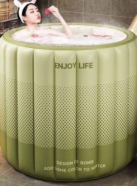 成年泡澡桶家用可坐折叠OAU人洗澡桶人桶全身充气式大洗澡浴云朵