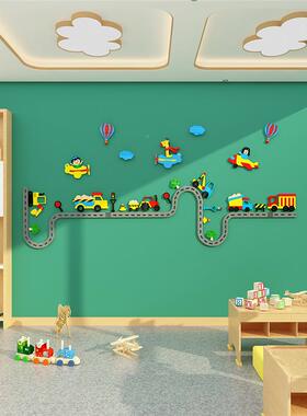 儿童房间布置装床饰画氏39478男孩纸卧室墙蒙面头背景贴壁改造小