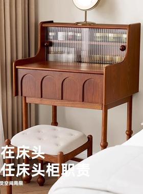 中古风白台蜡实木木梳妆台小户室型卧迷63021你小型化妆书桌一体