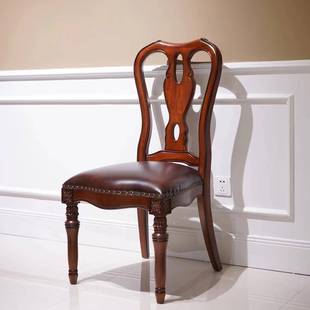 美式形实木餐桌简约复古桃花心形经典西餐台别墅家具木全实93856