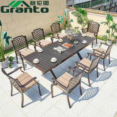 休闲户铸外铝桌椅组欧式别墅合庭院阳台外聚莫泰C款会室餐桌外摆