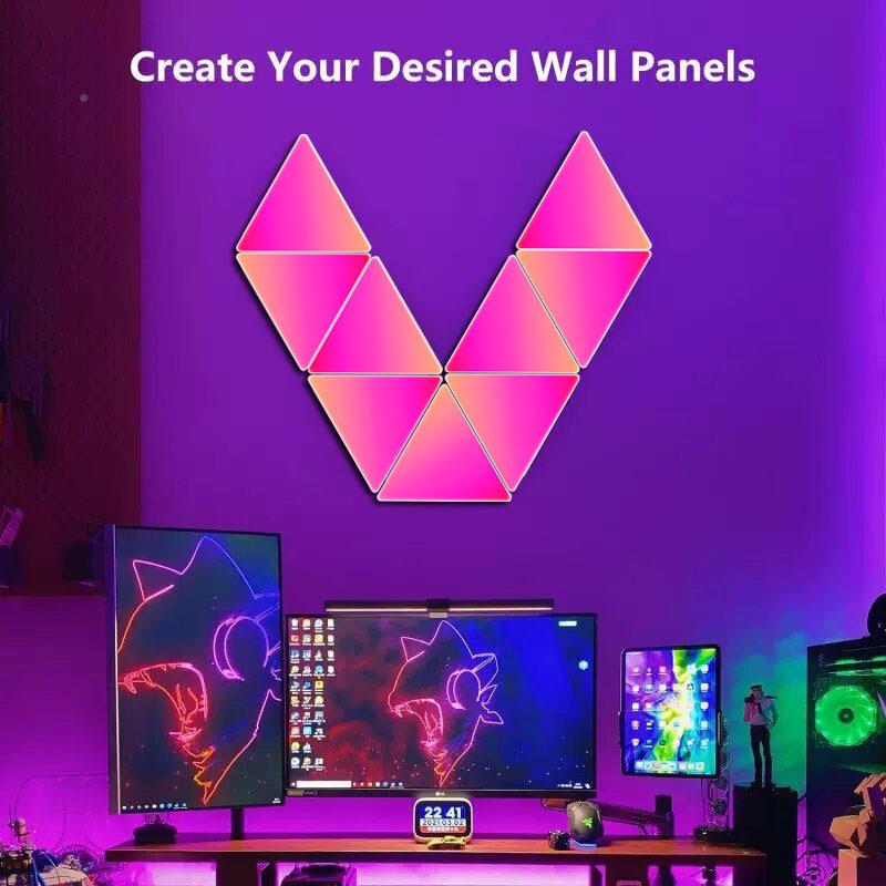 私模三角形量灯536子智能奇光板拾音节奏电寸竞拼大接氛围灯尺带