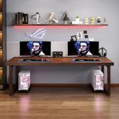 实木大板人脑桌台式 卧室家大用办公桌电长书桌工作双台MBU两人电