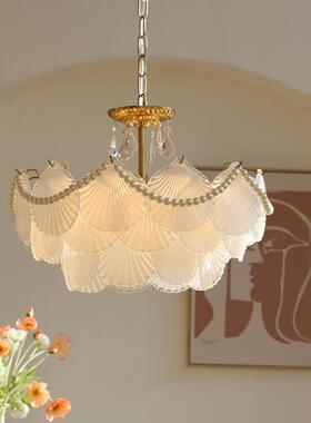 法式简约贝壳21248璃玻卧室吊灯光谱中轻古美式奢餐厅客厅珍珠水