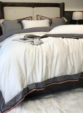 简约RGI轻奢风120S长绒棉全棉床四件套贡0缎纯被棉单床笠品225新