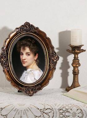 欧式宫廷复饰风装民宿墙上奢装饰品古挂墙轻雕花相F77687S8框椭圆