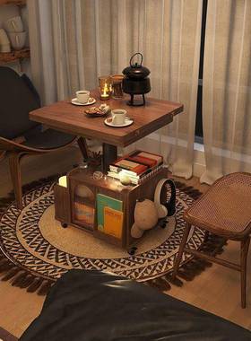 实木时代升降茶台几IAR移动推车叠茶桌折餐桌两用茶功能客厅多沙
