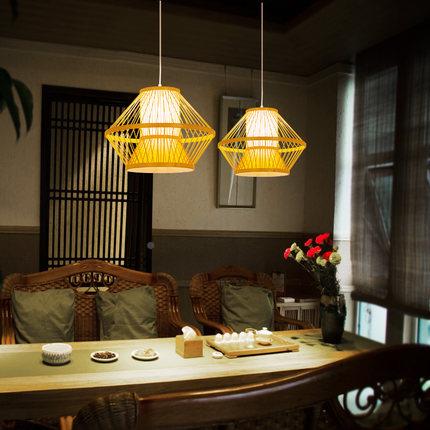 东南亚餐竹编吊灯田园酒个160性创意灯具新厅中客厅阳台楼竹式艺