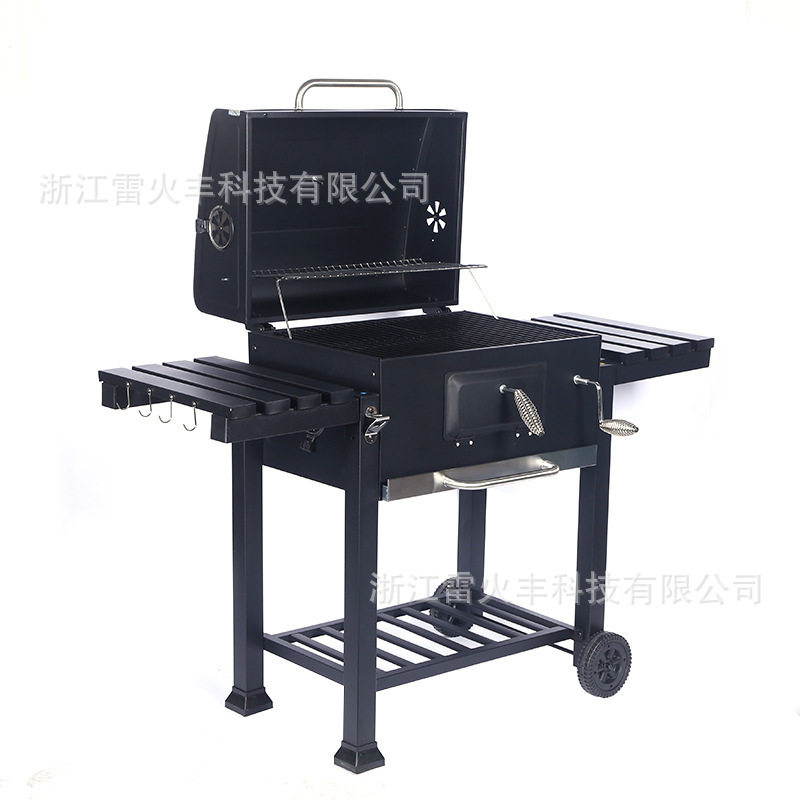BBQ庭院大四方炉方形取暖炉木炭烟熏炉烧烤架加厚带盖大型烧烤炉