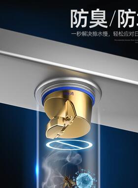 间304不28978锈钢加实心6生.8宽淋浴房长条形大厚排量卫防臭地漏