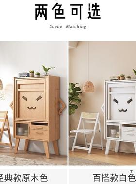 家用FEV体小户桌子型伸缩餐桌实木长方形吃饭餐边柜一折叠餐桌椅