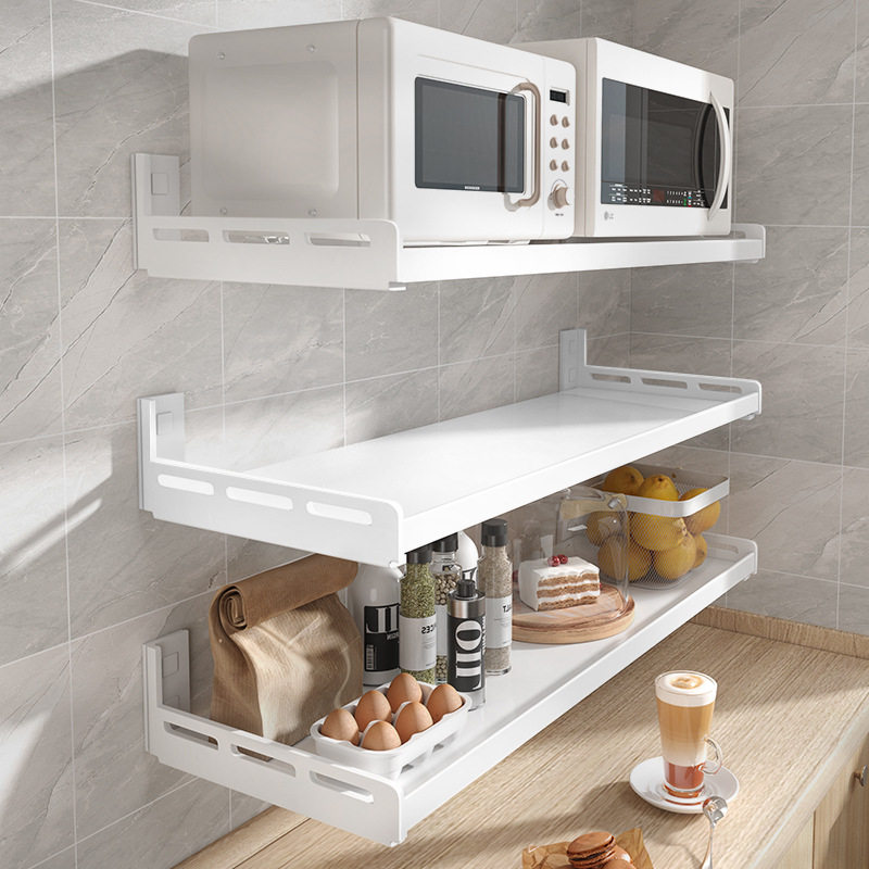 厨房置物架免打孔壁挂式调味料上墙用品大全家用白色多功能收凌之