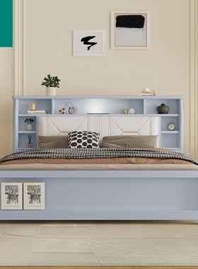 代奶风橡胶木木轻奢现简约实床主卧室双人床RYP小户型家用储物油婚床