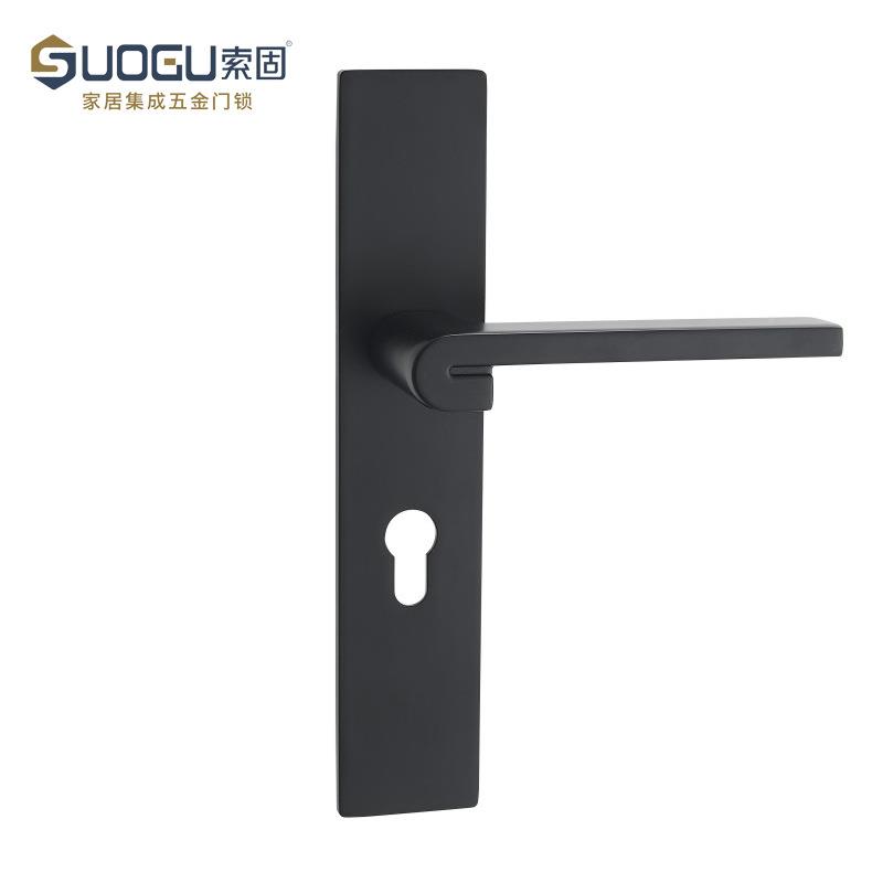 索现代B158-G52门锁室内卧室吸静音房门锁磁黑色轻奢固家面板用实