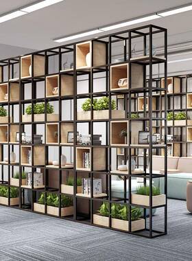 铁艺隔书168801断置物展示装架屏风现代饰客厅餐厅公室办多层实木