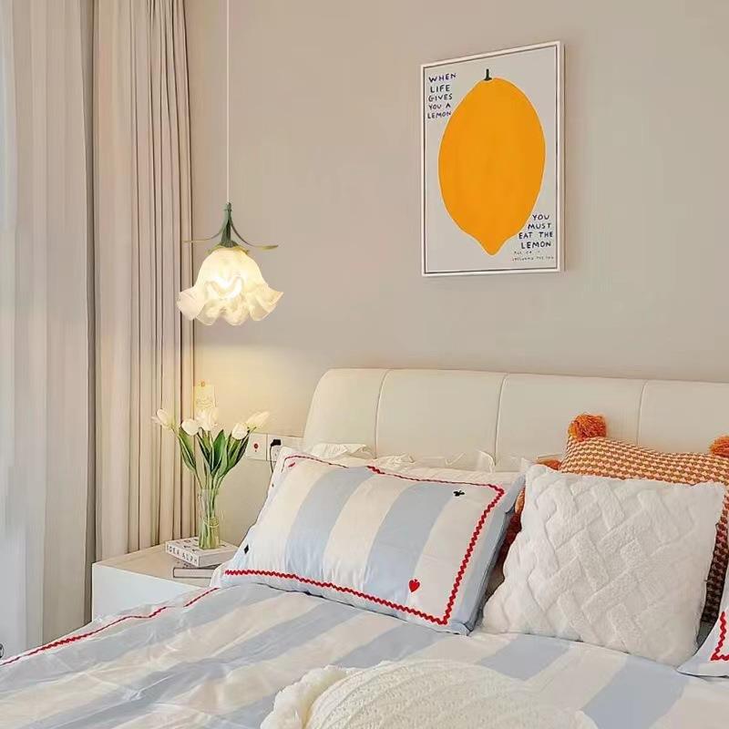 卧室床头吊灯法奶油风式田餐花朵创厅意艺术网园红新DDE27FA0款艺